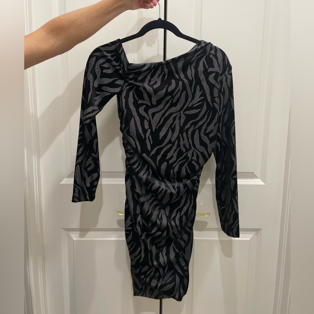 Black striped cocktail dress